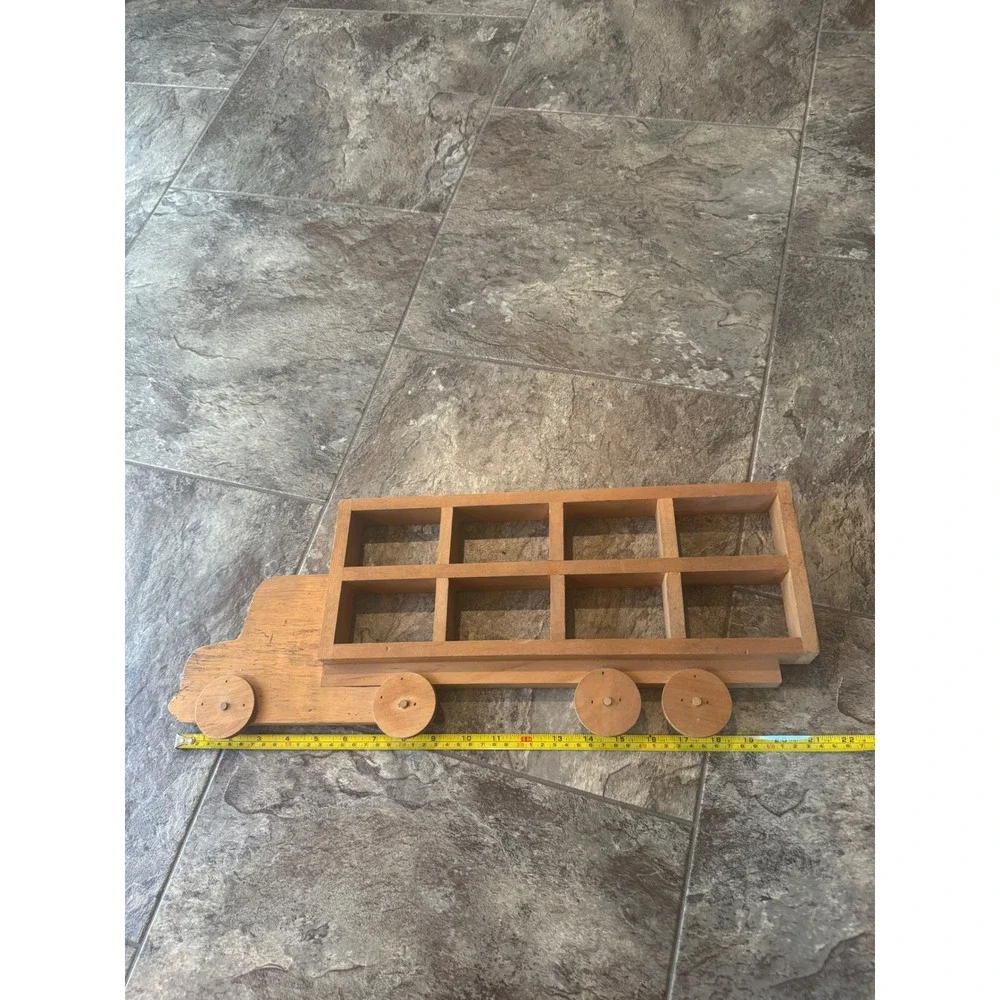 Vintage Wooden Handmade Semi‎ Truck Wall Display Shelf Shadow Box 22in car Brown